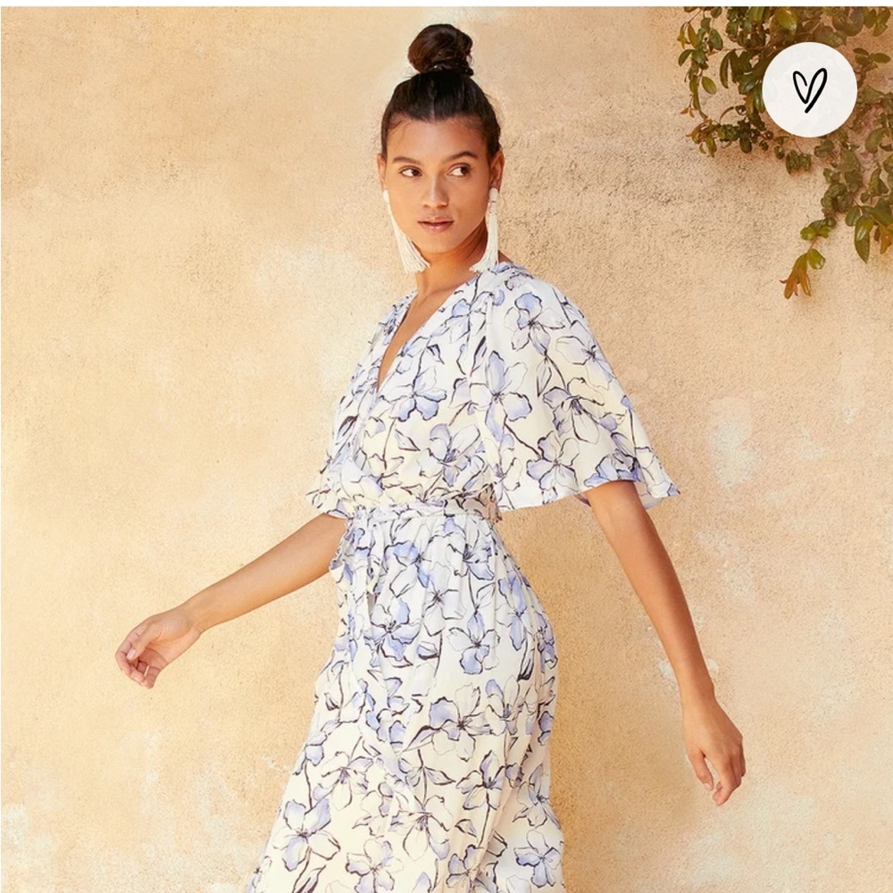 True Masterpiece White Floral Print Satin Wide-Leg Jumpsuit